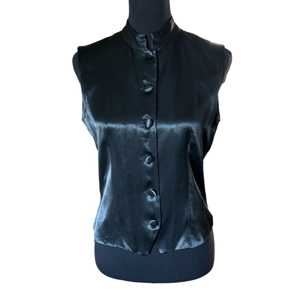 Vintage San Andre 1993 Black Sleeveless Vest, Small, Classic Tailored Minimalist